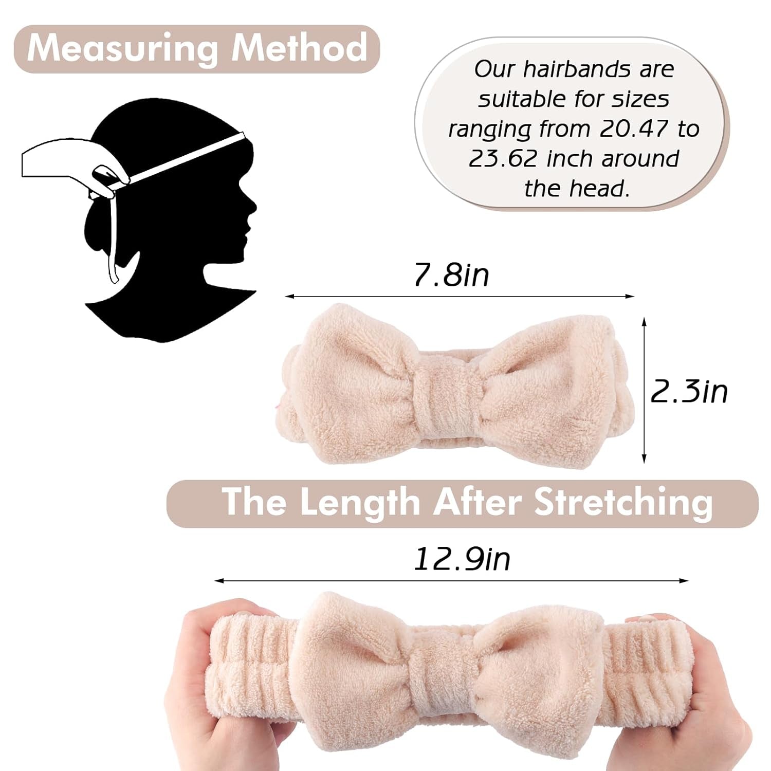 NO MORE DROPLETS 4Pcs Spa Headband for Washing Face | Wristbands Set Bubble Skincare Terry Cloth Padded, Puffy Headband, Bow Tie Hairband | Cute Non Slip Thick Hair Accessory