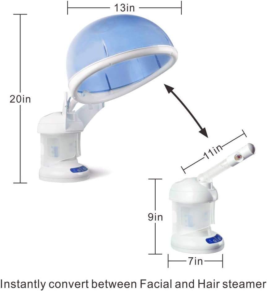SELF CARE PRO Hair Steamer  2 in 1 Ozone Facial Steamer | Design for Personal Care Use at Home or Salon 
