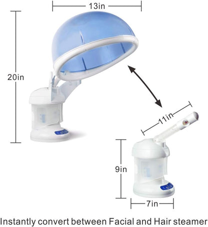 SELF CARE PRO Hair Steamer  2 in 1 Ozone Facial Steamer | Design for Personal Care Use at Home or Salon 