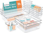 THE SMALL WINS MATTER 16 PCS Drawer Organizer Set | 5 Varied Size Bathroom and Kitchen Drawer Cabinet Organizer Trays | Clear Storage Bins for Makeup, Jewelry, Utensils and Gadgets