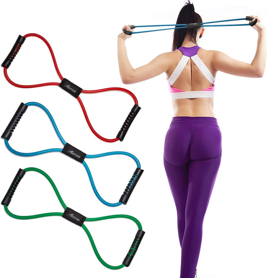 BUILD YOUR TEMPLE Resistance Bands | Figure 8 Exercise Bands for Arms, Chest Expander, Yoga, Gym, Fitness, Pulling Rope, Exercise, & Muscle Training