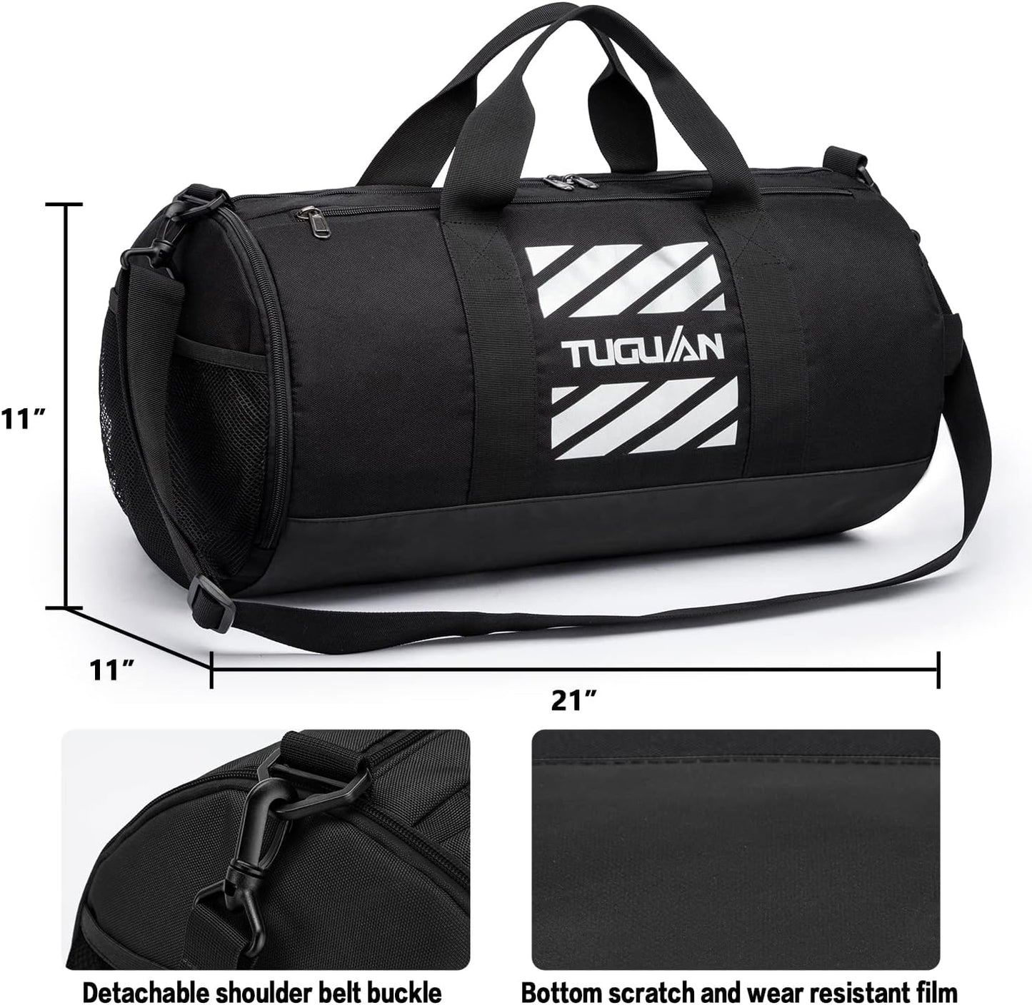 TIME TO LOCK IN Small Gym & Travel Duffle Bag | Wet Pocket & Shoes Compartment | Overnight Weekender Duffel Bag Sports | Gym Tote Bag 40L