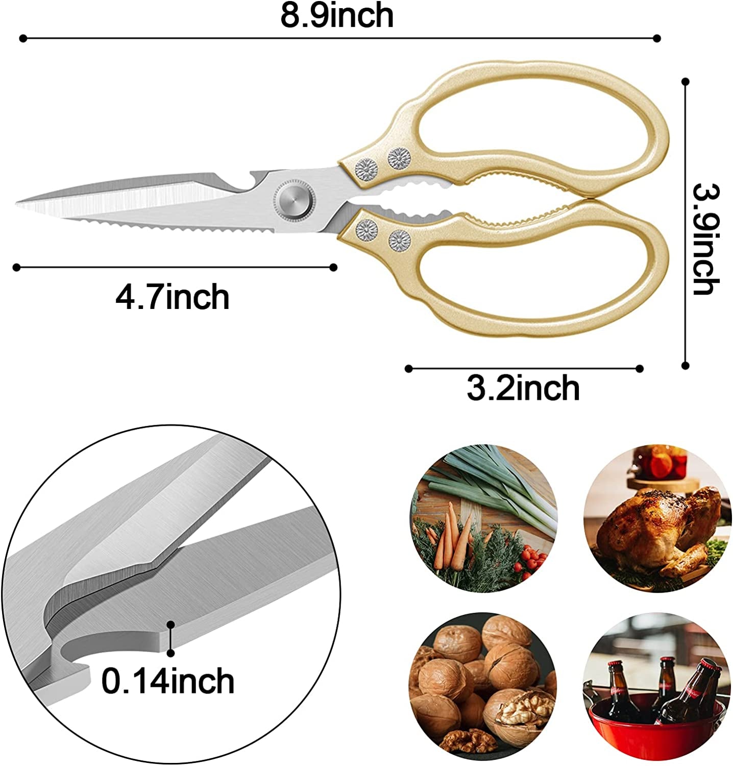 MEAL PREP ESSENTIALS Kitchen Shears / Scissors | Heavy Duty, Dishwasher Safe | Multi-Purpose Sharp Cooking Scissors for Chicken, Poultry, Fish, Meat, Herbs