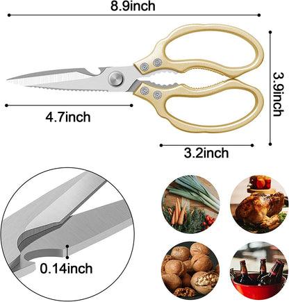 MEAL PREP ESSENTIALS Kitchen Shears / Scissors | Heavy Duty, Dishwasher Safe | Multi-Purpose Sharp Cooking Scissors for Chicken, Poultry, Fish, Meat, Herbs