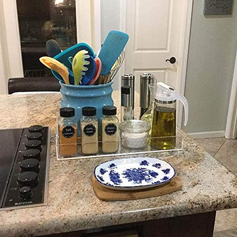 FROM CLUTTER TO CURATED Acrylic Serving Tray with handles 11X14 Inches - Spill Proof - Clear Decorative Tray Organizer for Any Space