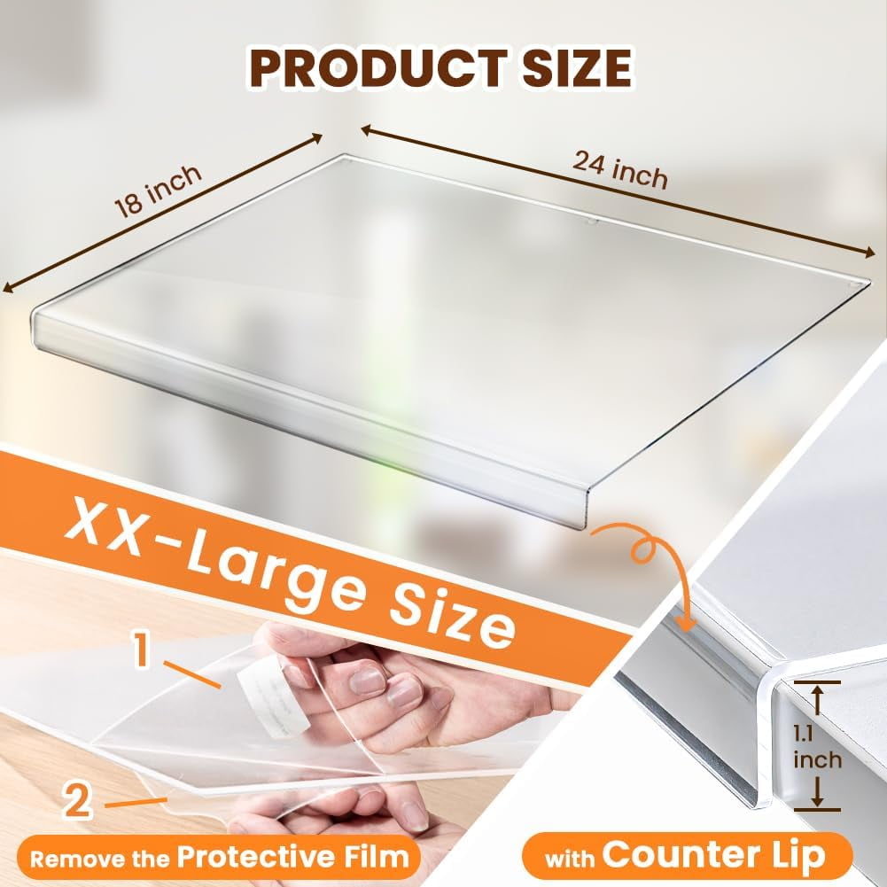 Acrylic Large Cutting Boards for Kitchen, Clear Cutting Board Non Slip, 24X18 Inch Charcuterie Boards, Apartment Must Haves Kitchen Accessories