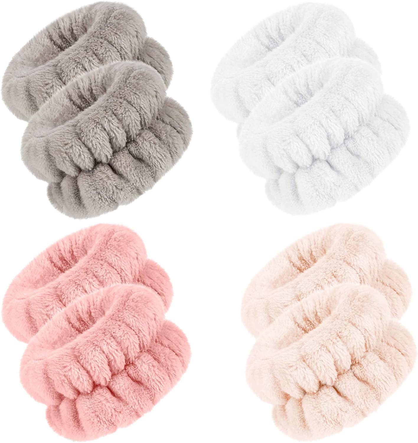 4 Pairs Spa Wrist Bands for Washing Face | Microfiber Wrist Towel Band Scrunchies Absorbent