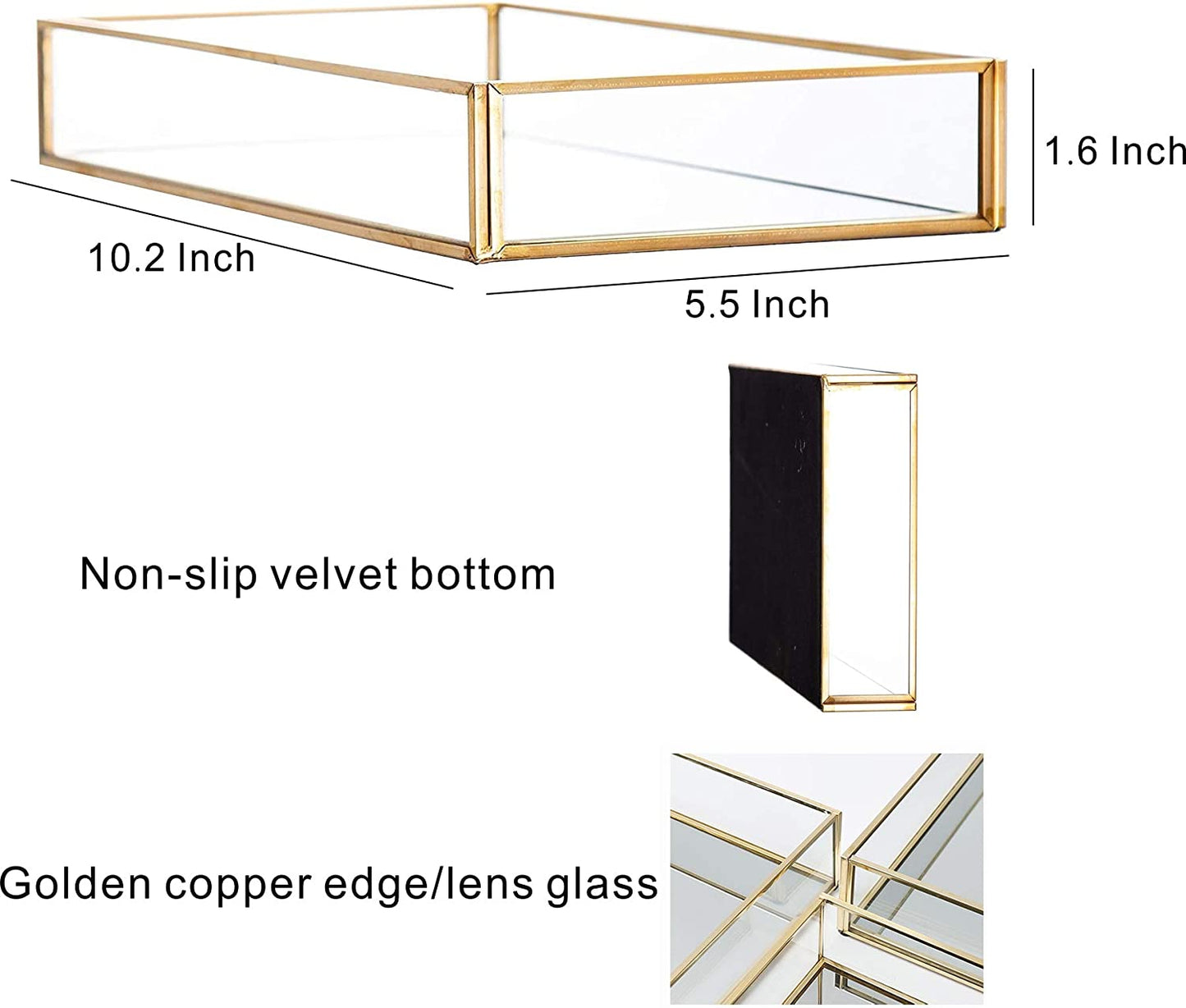 BEAUTIFY YOUR CLUTER Decorative Tray | Gold Mirror Tray for Jewelry, Makeup, Skincare, Fragrance 