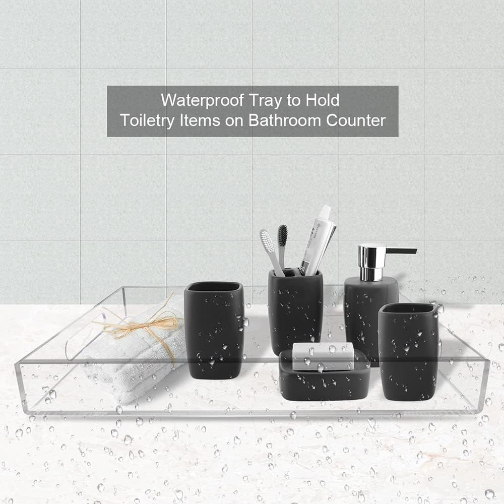 FROM CLUTTER TO CURATED Acrylic Serving Tray with handles 11X14 Inches - Spill Proof - Clear Decorative Tray Organizer for Any Space