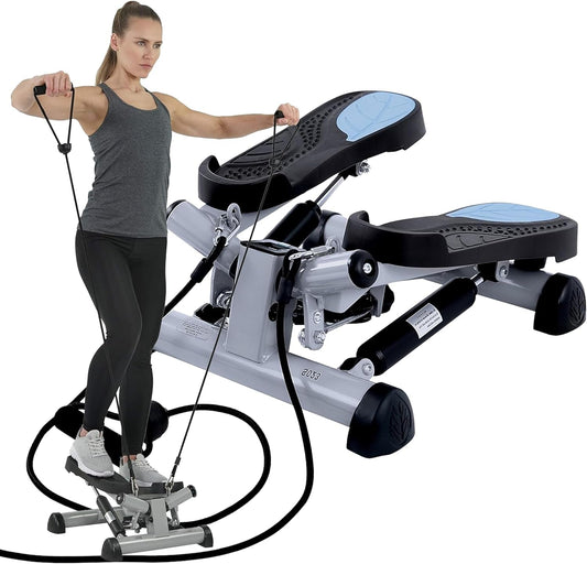 ONE STEP AT A TIME Mini Stepper for at Home Cardio - Non-Slip Pedals - Resistance Bands - LCD Digital Monitor