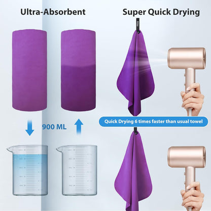 HAIR CARE 101 Microfiber Hair, Travel, Sports Towel | Quick Dry, Soft Lightweight, Absorbent, Compact Towel |  Camping Gym Beach Bath Yoga Swimming Backpacking | M:40''X20''