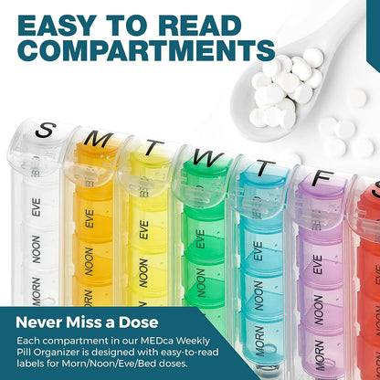 DONT THINK ABOUT IT Pop-Up Weekly Pill Organizer Single Box 4 Daily Compartments by