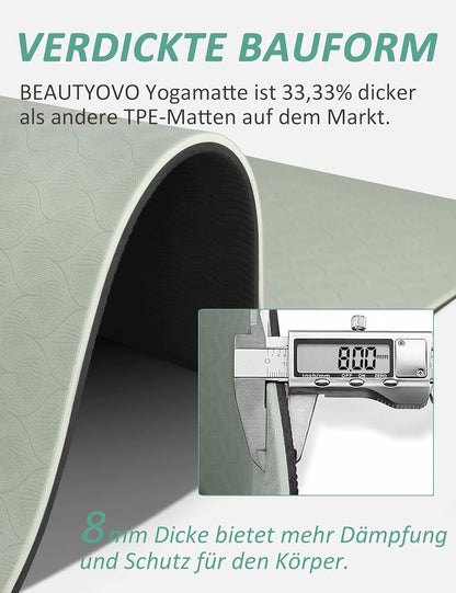 BUILD UP YOUR TEMPLE ~ Yoga Mat with Strap, 1/3 Inch Extra Thick Yoga Mat Double-Sided Non Slip, Professional TPE Yoga Mats for Women Men, Workout Mat for Yoga, Pilates and Floor Exercises