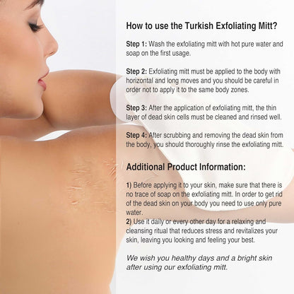 MAINTAIN THE MAINTENANCE ROUTINE Set of Exfoliating Glove, Face Scrubber & Back Scrubber for Shower | 100% Vegan Viscose Exfoliating Body Scrubber, Bath Hammam Kese & Spa Mitt